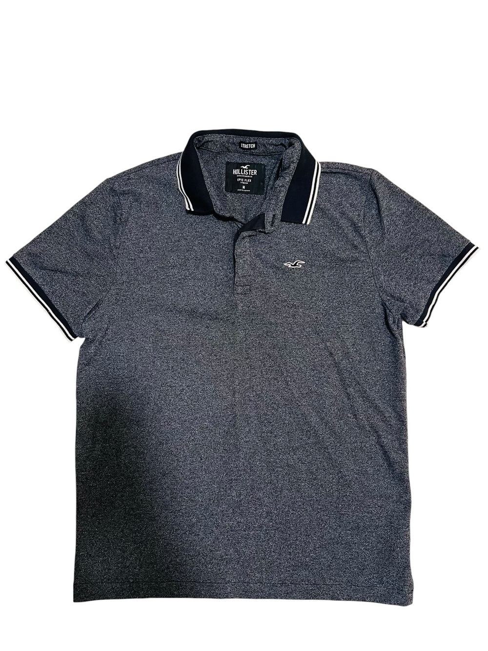 Hollister Epic Flex Gray Stretch Polo Shirt M Men’s